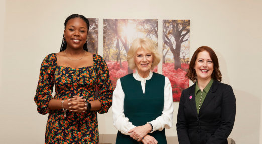 Erica Osakwe, HRH The Duchess or Cornwall and Ruth Davison, Refuge CEO